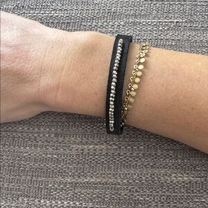 Suede & Silver Beaded Bracelet